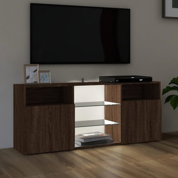 vidaXL Έπιπλο TV με φωτισμό LED, καφέ δρυς, 120x30x50 εκ
