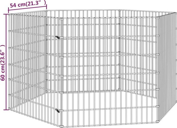 vidaXL 6 πάνελ κλουβί για κουνέλι, 54x60 εκ., γαλβανισμένο σίδερο