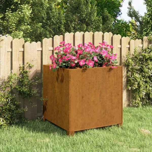 vidaXL Γλάστρα με πόδια, γκρι, 49x47x50 εκ, corten ατσάλι