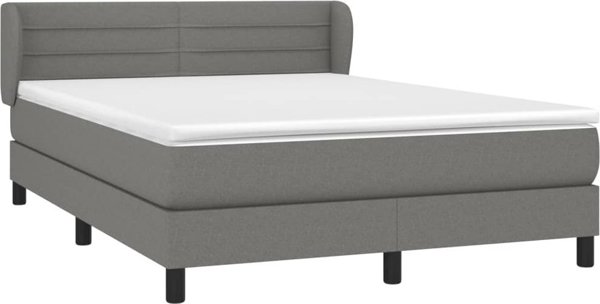 vidaXL Κρεβάτι κοντινεντάλ με στρώμα 140x200 cm σκούρο γκρι ύφασμα