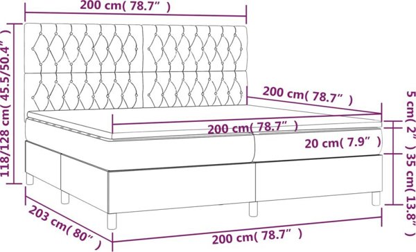 vidaXL Κοντινενταλ κρεβάτι με στρώμα 200x200 εκ., κρεμ ύφασμα