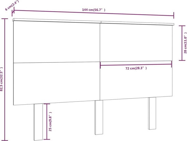 vidaXL προσκέφαλο κρεβατιού, 144x6x82,5 cm, μασίφ ξύλο πεύκου
