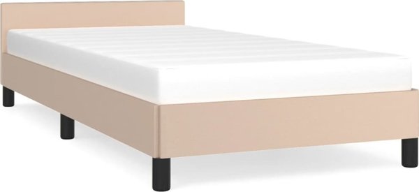 vidaXL Κρεβατοκάμαρα με κεφαλάρι, cappuccino, 80 x 200 εκ., συνθετικό δέρμα