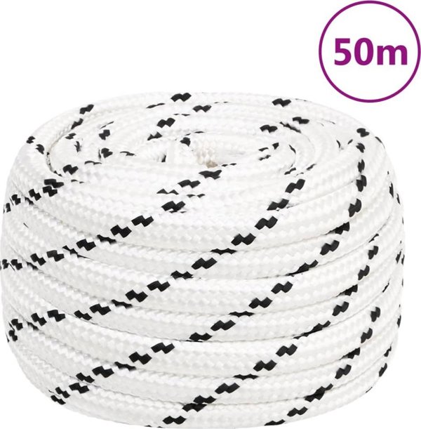 vidaXL Λευκό σκοινί εργασίας, 18 mm, 50 m, πολυεστέρας