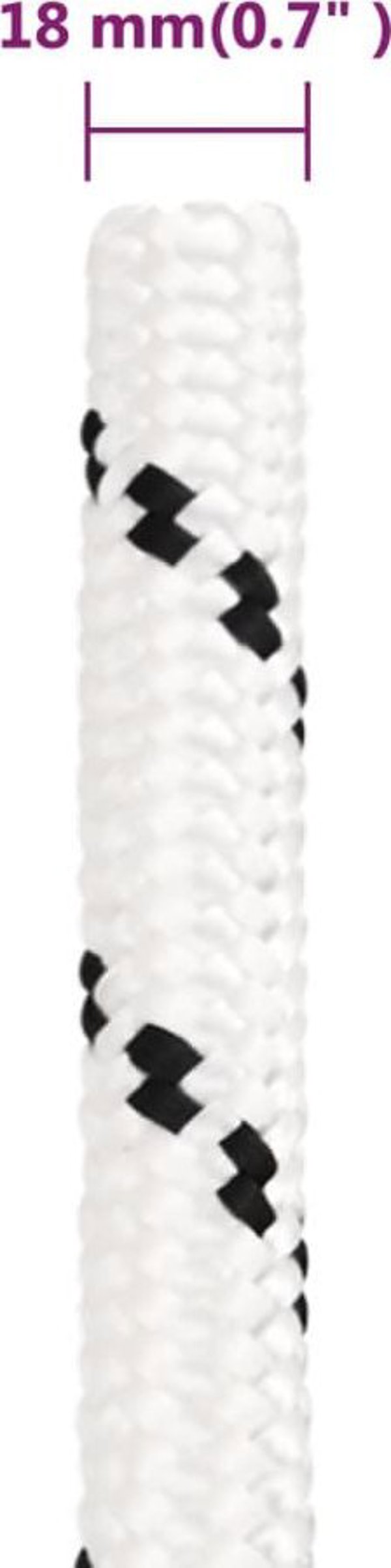 vidaXL Λευκό σκοινί εργασίας, 18 mm, 50 m, πολυεστέρας