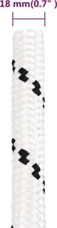 vidaXL Λευκό σκοινί εργασίας, 18 mm, 50 m, πολυεστέρας