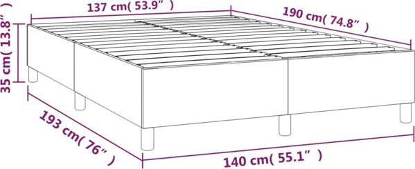 vidaXL Διπλό κρεβάτι κοντινένταλ, μαύρο, με τεχνητό δέρμα, 140x190 cm