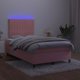 vidaXL Κρεβάτι Continental με Στρώμα και LED, Ροζ Βελούδο 120x200cm.