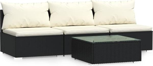 vidaXL vidaXL 4-cz. zestaw wypoczynkowy do ogrodu, poduszki, rattan PE czarny