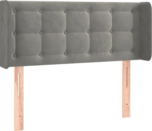 vidaXL Zaglowek do lozkou me LED, ashnogri, 83x16x78/88 cm, aksamit