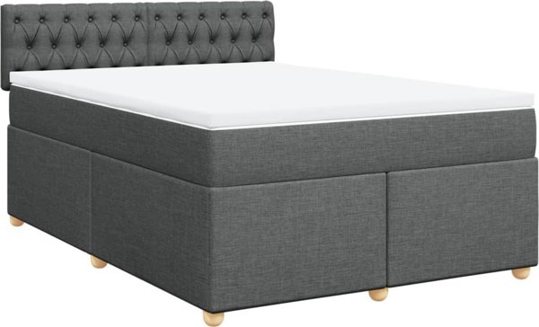 vidaXL Κρεβάτι kontynentalne με στρώμα, σκούρο γκρι ύφασμα, 160x200 cm