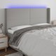 vidaXL Κεφαλάρι για κρεβάτι με LED, ανοιχτό γκρι, 203x16x118/128 cm, ύφασμα