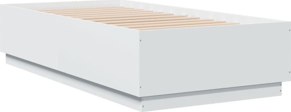 vidaXL Κρεβατοκάμαρα με LED πλαίσιο, λευκή, 75x190 εκ., από μοριοσανίδα