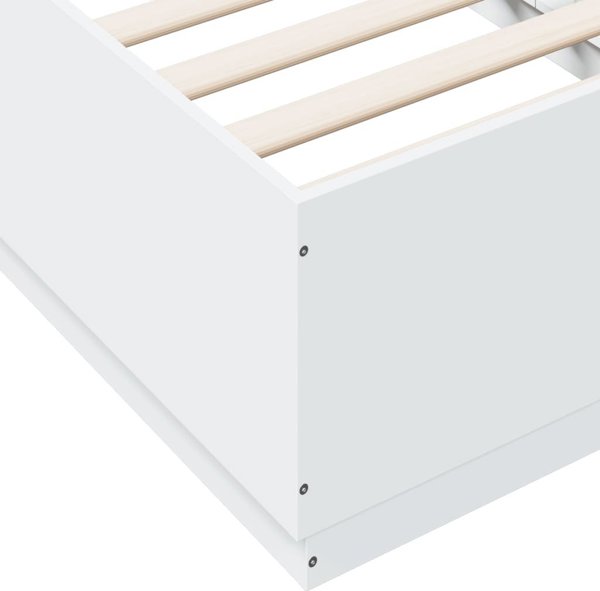 vidaXL Κρεβατοκάμαρα με LED πλαίσιο, λευκή, 75x190 εκ., από μοριοσανίδα