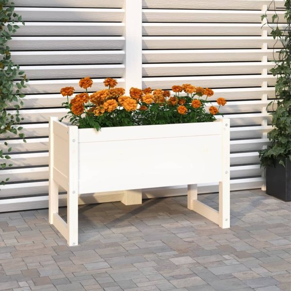 vidaXL Γλάστρα, Άσπρη, 78x40x52 εκ., από Στερεό Ανοιχτόπευκο Ξύλο