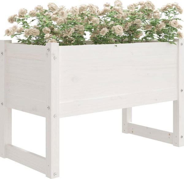 vidaXL Γλάστρα, Άσπρη, 78x40x52 εκ., από Στερεό Ανοιχτόπευκο Ξύλο
