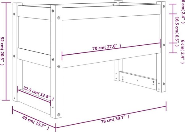 vidaXL Γλάστρα, Άσπρη, 78x40x52 εκ., από Στερεό Ανοιχτόπευκο Ξύλο