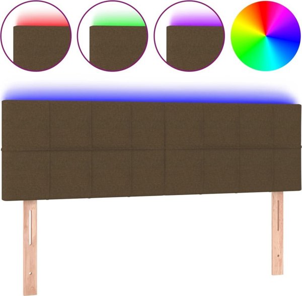 vidaXL Προσκέφαλος κρεβατιού με LED, σκούρο καφέ, 144x5x78/88 cm, ύφασμα