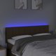 vidaXL Προσκέφαλος κρεβατιού με LED, σκούρο καφέ, 144x5x78/88 cm, ύφασμα