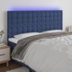 vidaXL Κεφαλάρι κρεβατιού με LED 160x5x118/128 cm μπλε ύφασμα