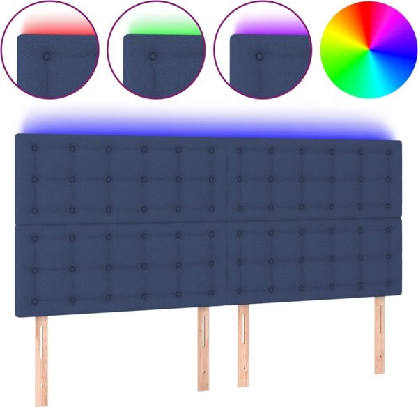 vidaXL Κεφαλάρι κρεβατιού με LED 160x5x118/128 cm μπλε ύφασμα