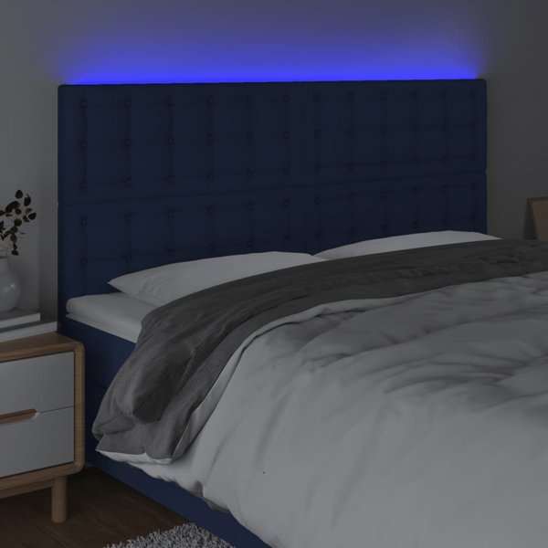 vidaXL Κεφαλάρι κρεβατιού με LED 160x5x118/128 cm μπλε ύφασμα