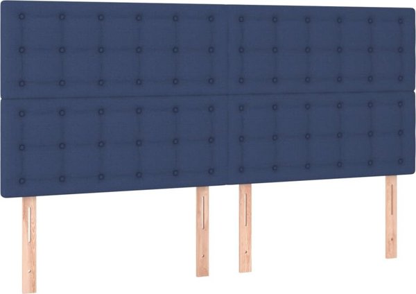 vidaXL Κεφαλάρι κρεβατιού με LED 160x5x118/128 cm μπλε ύφασμα
