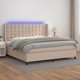 vidaXL Lozko kontynentalne z materacem i oswietleniem LED cappuccino 200x200 cm