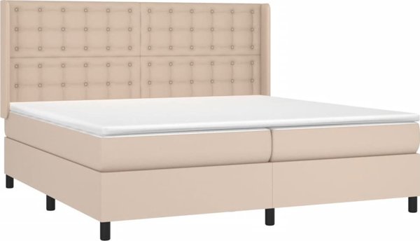 vidaXL Lozko kontynentalne z materacem i oswietleniem LED cappuccino 200x200 cm