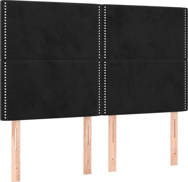 vidaXL κεφαλάρι για κρεβάτι με LED, μαύρο, 144x5x118/128 εκ., βελούδο