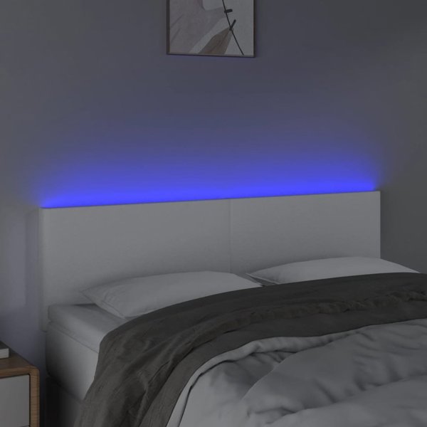 vidaXL Κεφαλάρι κρεβατιού με LED, λευκό, 144x5x78/88 cm, τεχνητό δέρμα