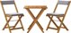 vidaXL Σετ 3 τεμαχίων πτυσσόμενο bistro με μαξιλάρια, μασίφ ξύλο αγακίας