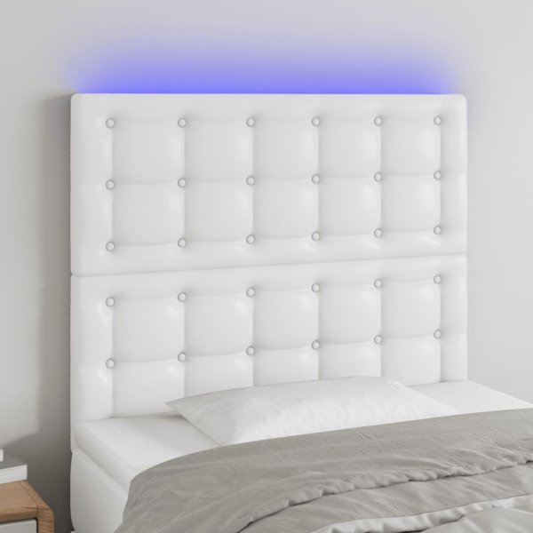 vidaXL Κεφαλάρι κρεβατιού λευκό 100x5x118/128 εκ τεχνητό δέρμα