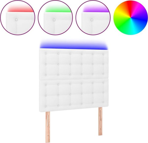 vidaXL Κεφαλάρι κρεβατιού λευκό 100x5x118/128 εκ τεχνητό δέρμα