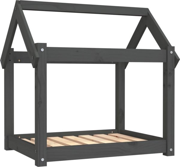 vidaXL vidaXL Legowisko dla psa, szare, 71x55x70 cm, lite drewno sosnowe