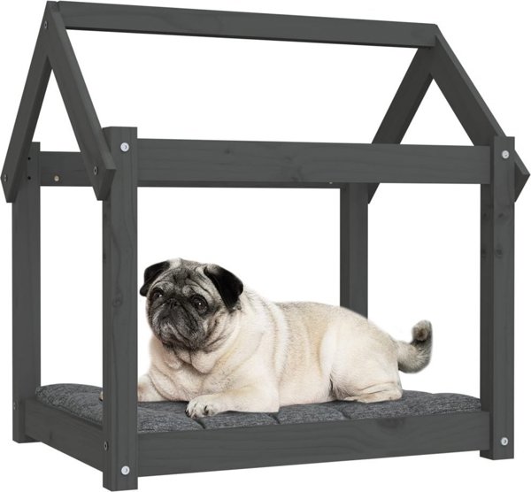 vidaXL vidaXL Legowisko dla psa, szare, 71x55x70 cm, lite drewno sosnowe