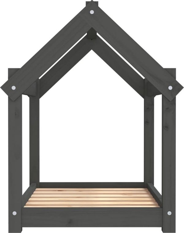 vidaXL vidaXL Legowisko dla psa, szare, 71x55x70 cm, lite drewno sosnowe