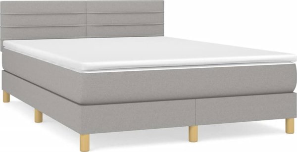 vidaXL Κρεβάτι continental με στρώμα, ανοιχτό γκρι ύφασμα 140x200 cm