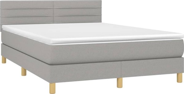 vidaXL Κρεβάτι continental με στρώμα, ανοιχτό γκρι ύφασμα 140x200 cm