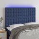 vidaXL Zaglowek do lozka z LED, niebieski, 144x5x118/128 cm, tkanina