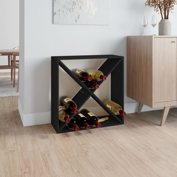 vidaXL vidaXL Szafka na wino, czarny, 62x25x62 cm, lite drewno sosnowe