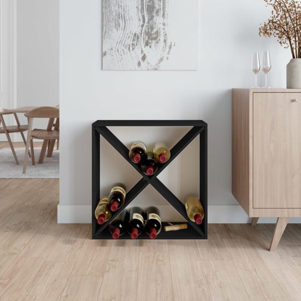 vidaXL vidaXL Szafka na wino, czarny, 62x25x62 cm, lite drewno sosnowe