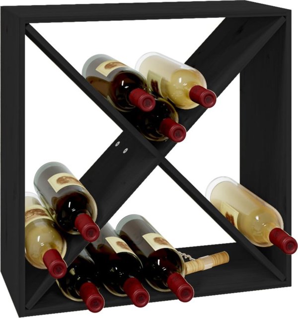 vidaXL vidaXL Szafka na wino, czarny, 62x25x62 cm, lite drewno sosnowe