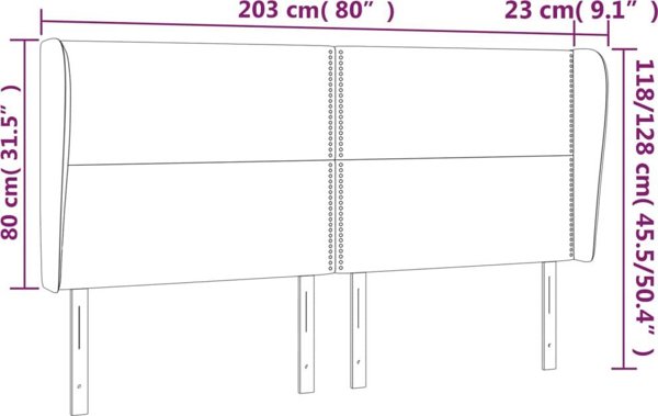 vidaXL Zaglowek κεφαλάρι uszak, σκούρο καφέ, 203x23x118/128 cm, ύφασμα