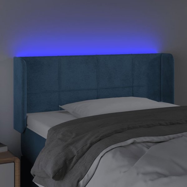 vidaXL Κεφαλάρι κρεβατιού με LED, σκούρο μπλε, 93x16x78/88 εκ, βελούδο
