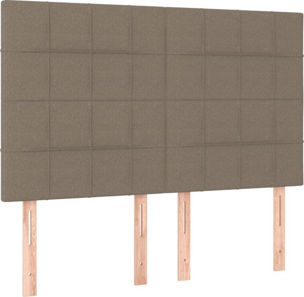 vidaXL Κρεβάτι κοντινεντάλ με στρώμα, taupe, 140x200 εκ, ύφασμα