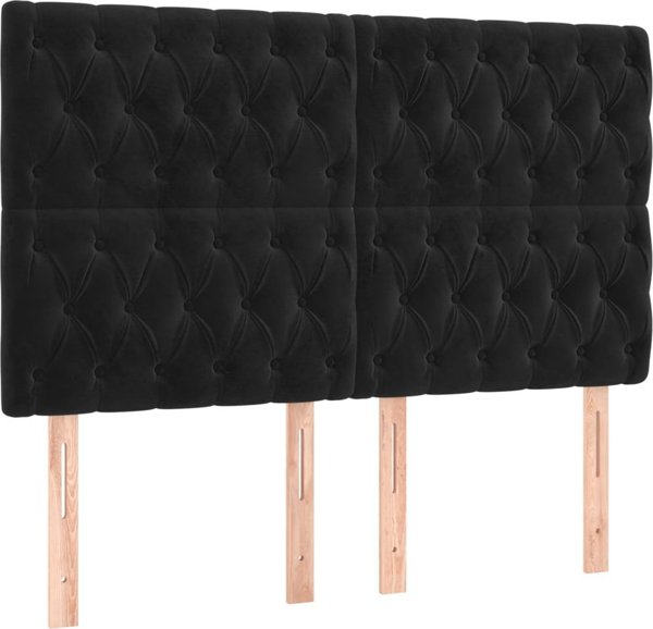 vidaXL Σετ 4 κεφαλάρια κρεβατιού, μαύρα, 72x7x78/88 cm, βελούδο