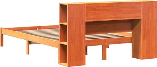 vidaXL Κρεβάτι με ράφι, χωρίς στρώμα, 140x200 cm οξιά ξύλο πεύκου