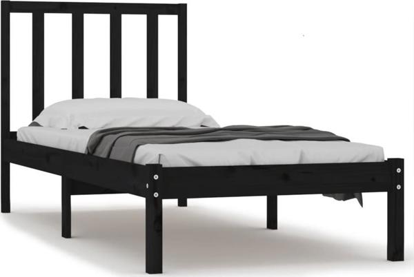 vidaXL Rama lozka z litego drewna sosnowego 75x190 cm czarna