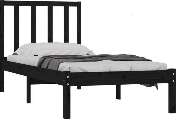 vidaXL Rama lozka z litego drewna sosnowego 75x190 cm czarna